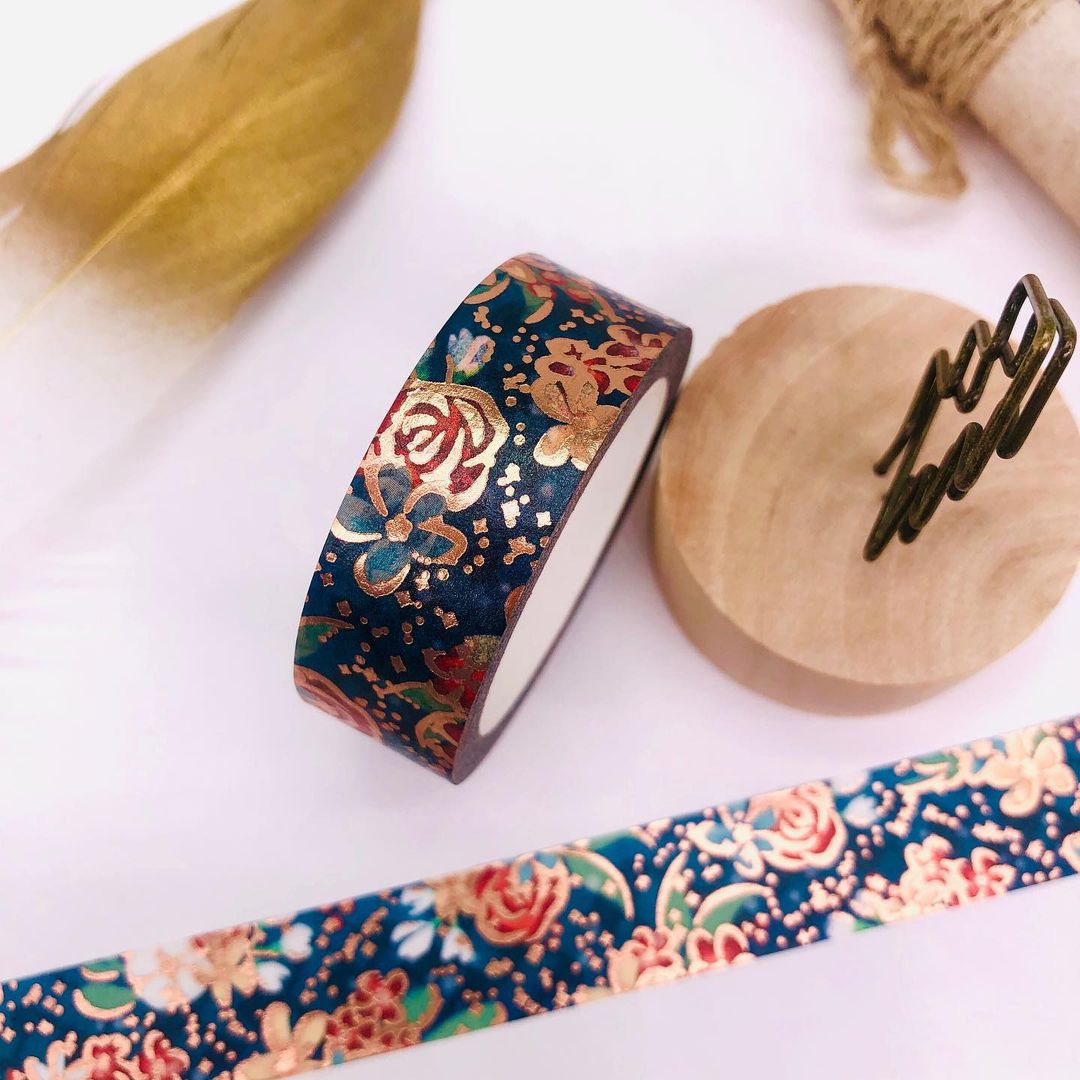 Floral washi tape customized/rose gold foiled/glitter tape/