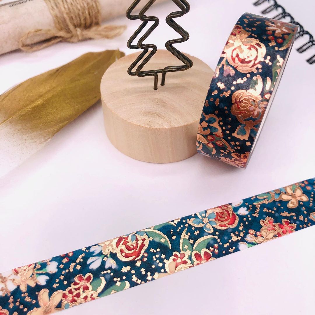 Floral washi tape customized/rose gold foiled/glitter tape/