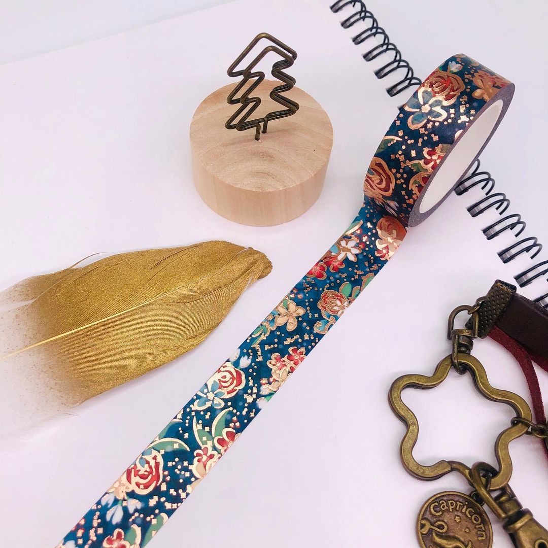 Floral washi tape customized/rose gold foiled/glitter tape/