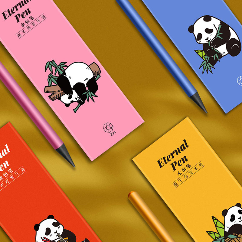 Eternal Pencil With Panda Eraser, Customized Logo Pencil,Customized Panda stationary, teacher' gift,Kids Gift,4 Colors,Office supplies