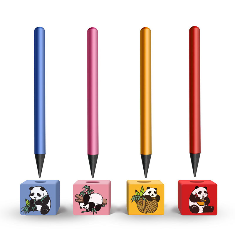 Eternal Pencil With Panda Eraser, Customized Logo Pencil,Customized Panda stationary, teacher' gift,Kids Gift,4 Colors,Office supplies