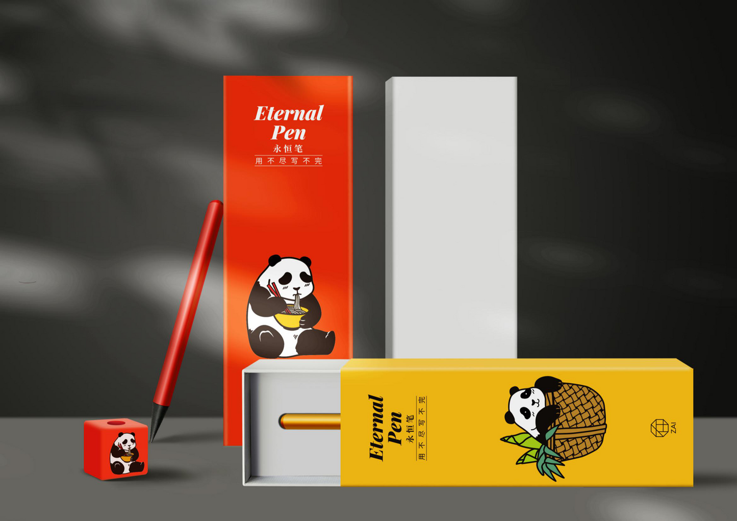 Eternal Pencil With Panda Eraser, Customized Logo Pencil,Customized Panda stationary, teacher' gift,Kids Gift,4 Colors,Office supplies