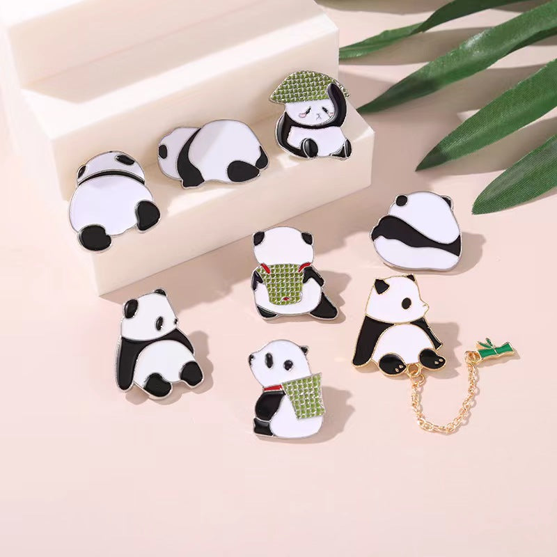 Cute pandas pins 4 different designs l enamel cute pin set pins laple pin hard enamel pin Christmas gifts