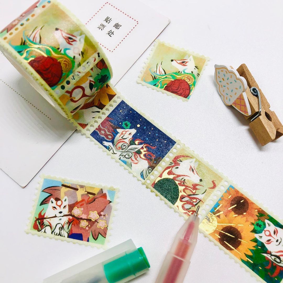 Stamp glitter washi tapes/Anime cartoon character custom design/low MOQ high quality