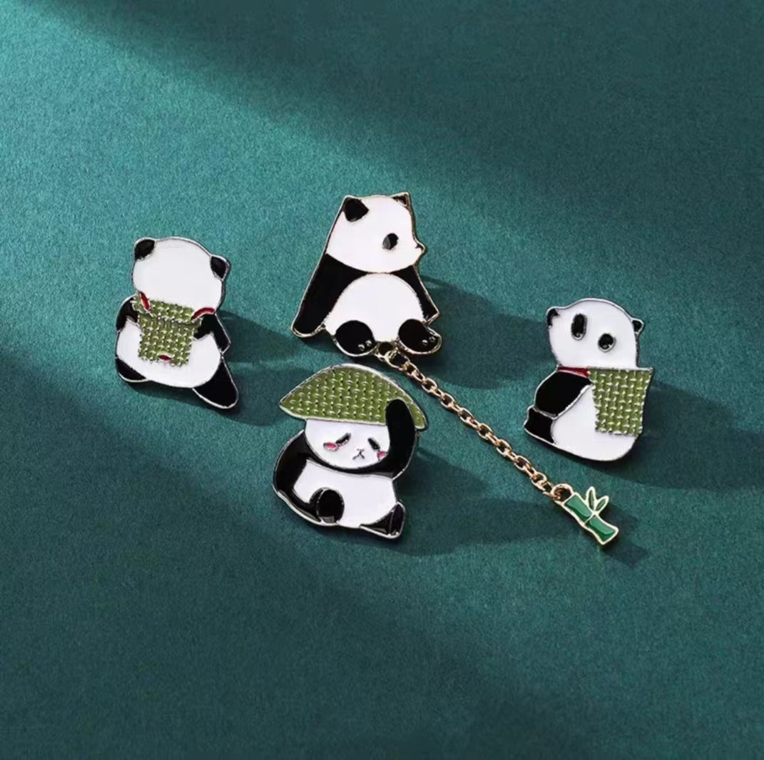 Cute pandas pins 4 different designs l enamel cute pin set pins laple pin hard enamel pin Christmas gifts